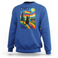 Whimsical Black Cat Pride Flag Sweatshirt Colorful LGBTQ Rainbow - Wonder Print Shop