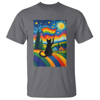 Whimsical Black Cat Pride Flag T Shirt Colorful LGBTQ Rainbow - Wonder Print Shop