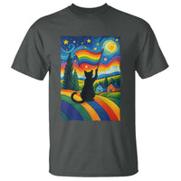 Whimsical Black Cat Pride Flag T Shirt Colorful LGBTQ Rainbow - Wonder Print Shop