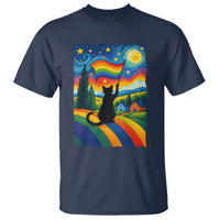 Whimsical Black Cat Pride Flag T Shirt Colorful LGBTQ Rainbow - Wonder Print Shop