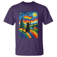 Whimsical Black Cat Pride Flag T Shirt Colorful LGBTQ Rainbow - Wonder Print Shop