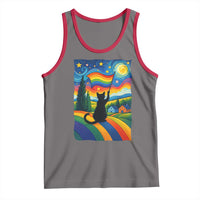 Whimsical Black Cat Pride Flag Tank Top Colorful LGBTQ Rainbow - Wonder Print Shop