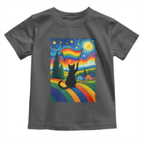 Whimsical Black Cat Pride Flag Toddler T Shirt Colorful LGBTQ Rainbow - Wonder Print Shop