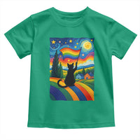 Whimsical Black Cat Pride Flag Toddler T Shirt Colorful LGBTQ Rainbow - Wonder Print Shop