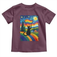 Whimsical Black Cat Pride Flag Toddler T Shirt Colorful LGBTQ Rainbow - Wonder Print Shop