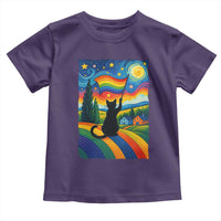 Whimsical Black Cat Pride Flag Toddler T Shirt Colorful LGBTQ Rainbow - Wonder Print Shop