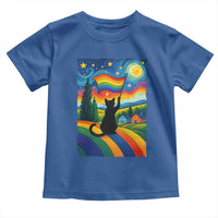 Whimsical Black Cat Pride Flag Toddler T Shirt Colorful LGBTQ Rainbow - Wonder Print Shop