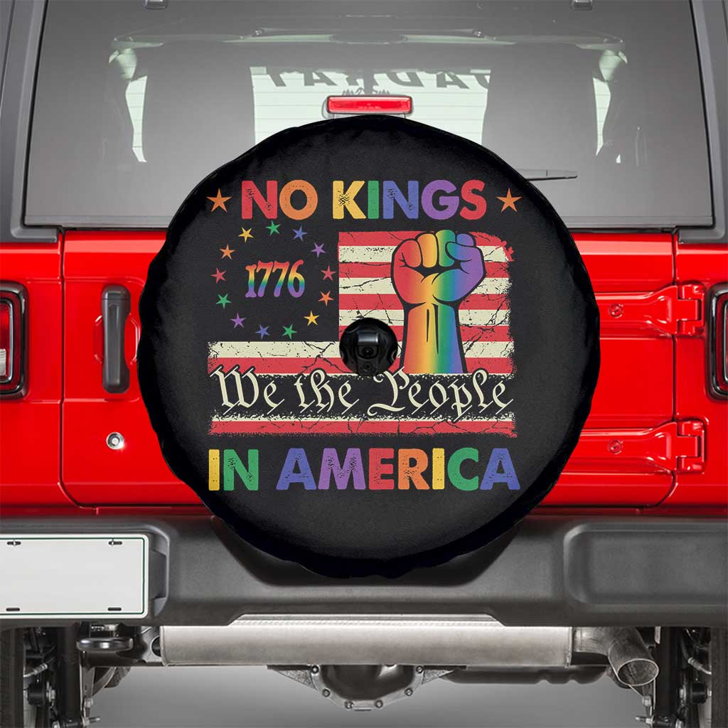 No Kings In America Rainbow Flag Spare Tire Cover - Wonder Print Shop
