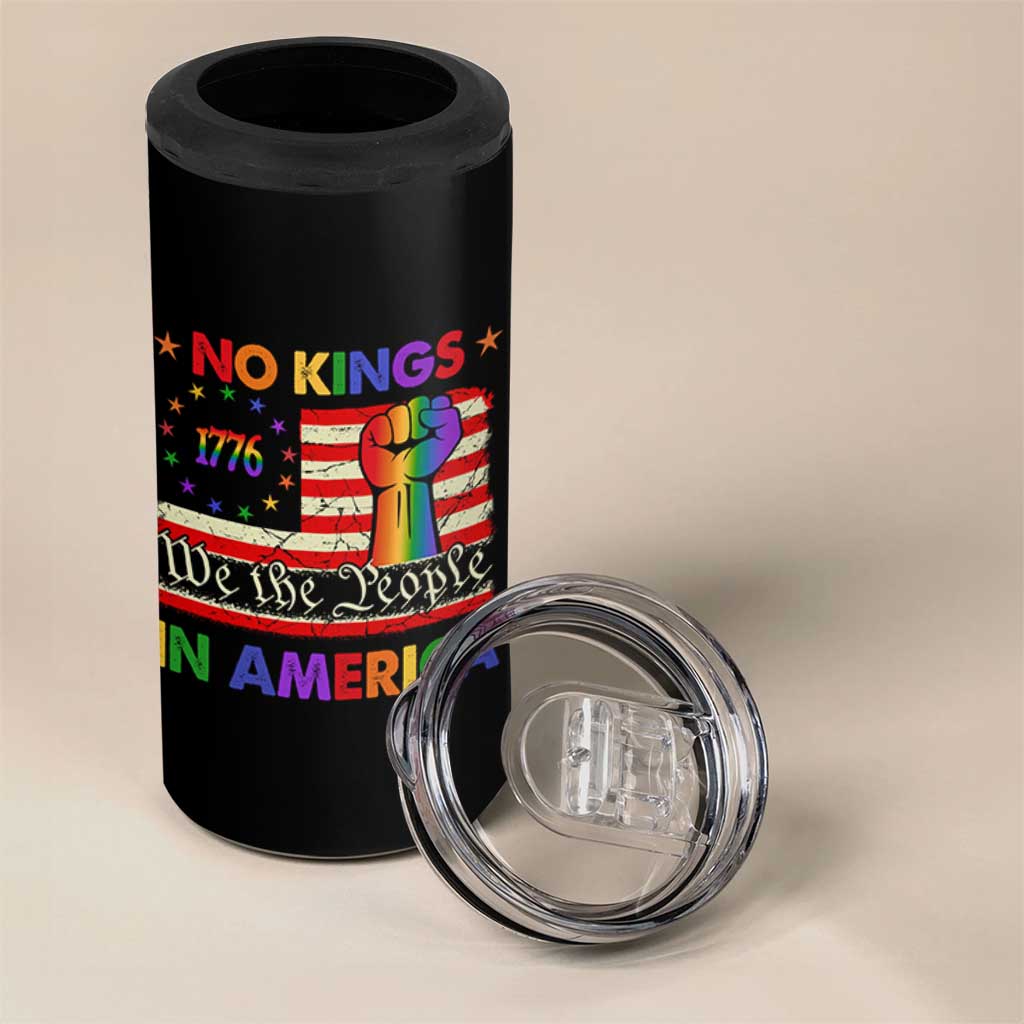 No Kings In America Rainbow Flag 4 in 1 Can Cooler Tumbler - Wonder Print Shop