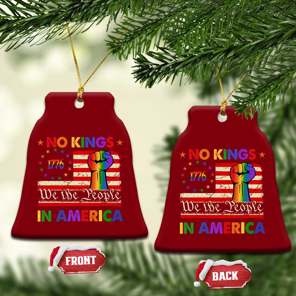 No Kings In America Rainbow Flag Ceramic Ornament - Wonder Print Shop