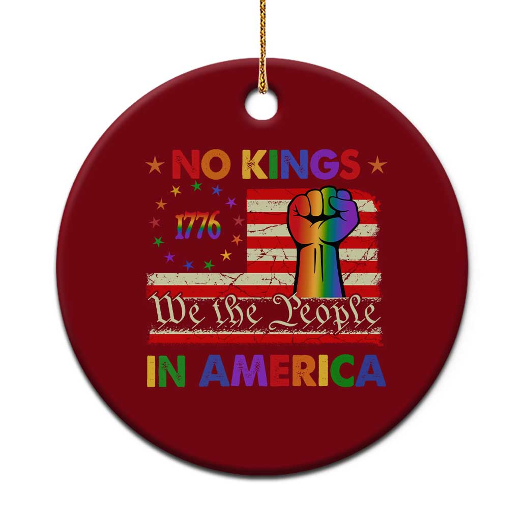 No Kings In America Rainbow Flag Ceramic Ornament - Wonder Print Shop