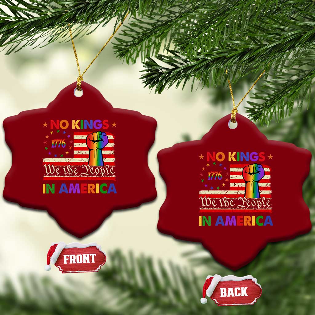 No Kings In America Rainbow Flag Ceramic Ornament - Wonder Print Shop