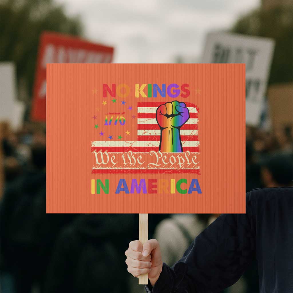No Kings In America Rainbow Flag Protest Sign - Wonder Print Shop