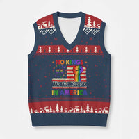 No Kings In America Rainbow Flag V-Neck Knit Sweater Vest - Wonder Print Shop