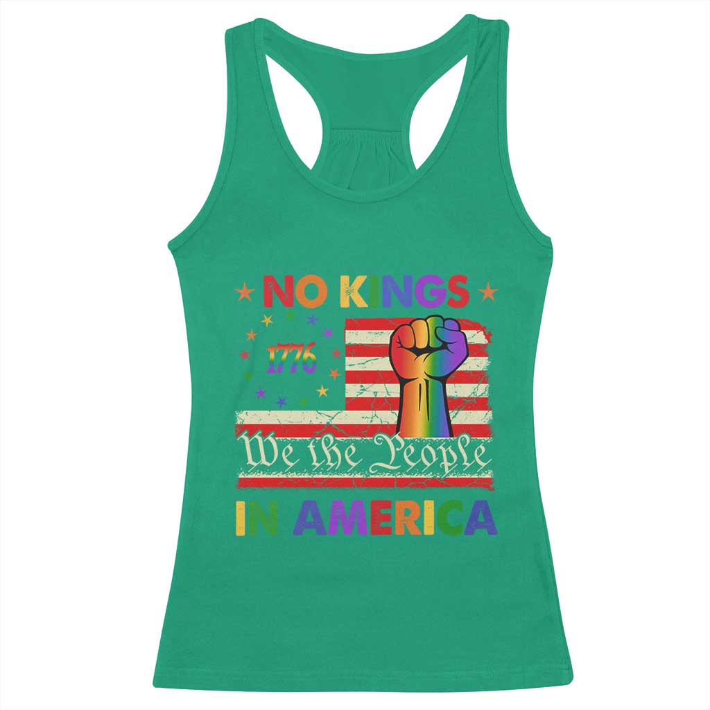 No Kings In America Rainbow Flag Racerback Tank Top - Wonder Print Shop