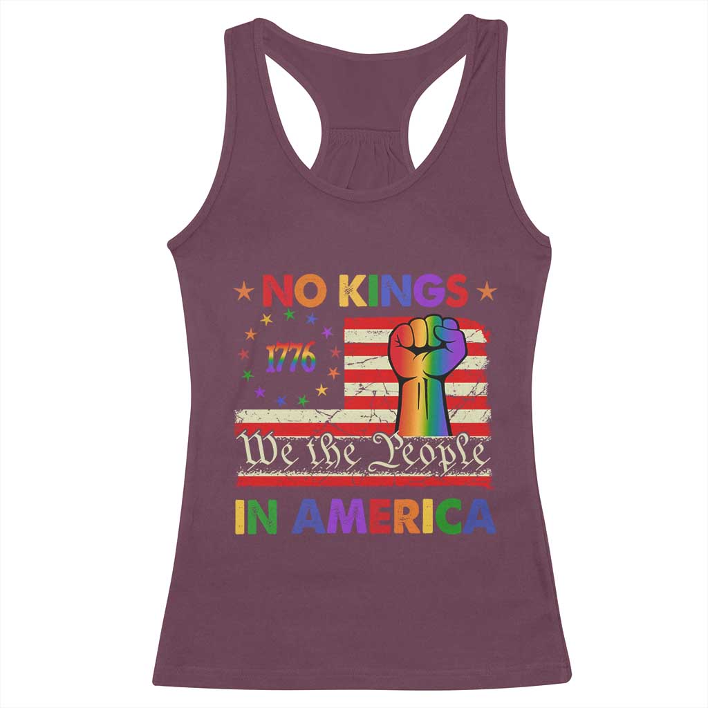 No Kings In America Rainbow Flag Racerback Tank Top - Wonder Print Shop