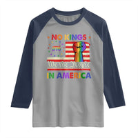 No Kings In America Rainbow Flag Raglan Shirt - Wonder Print Shop