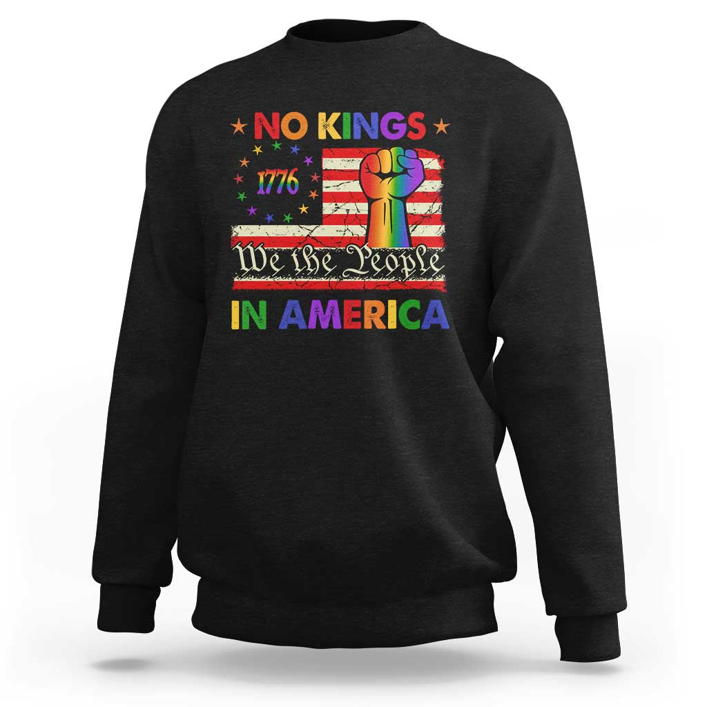 No Kings In America Rainbow Flag Sweatshirt - Wonder Print Shop