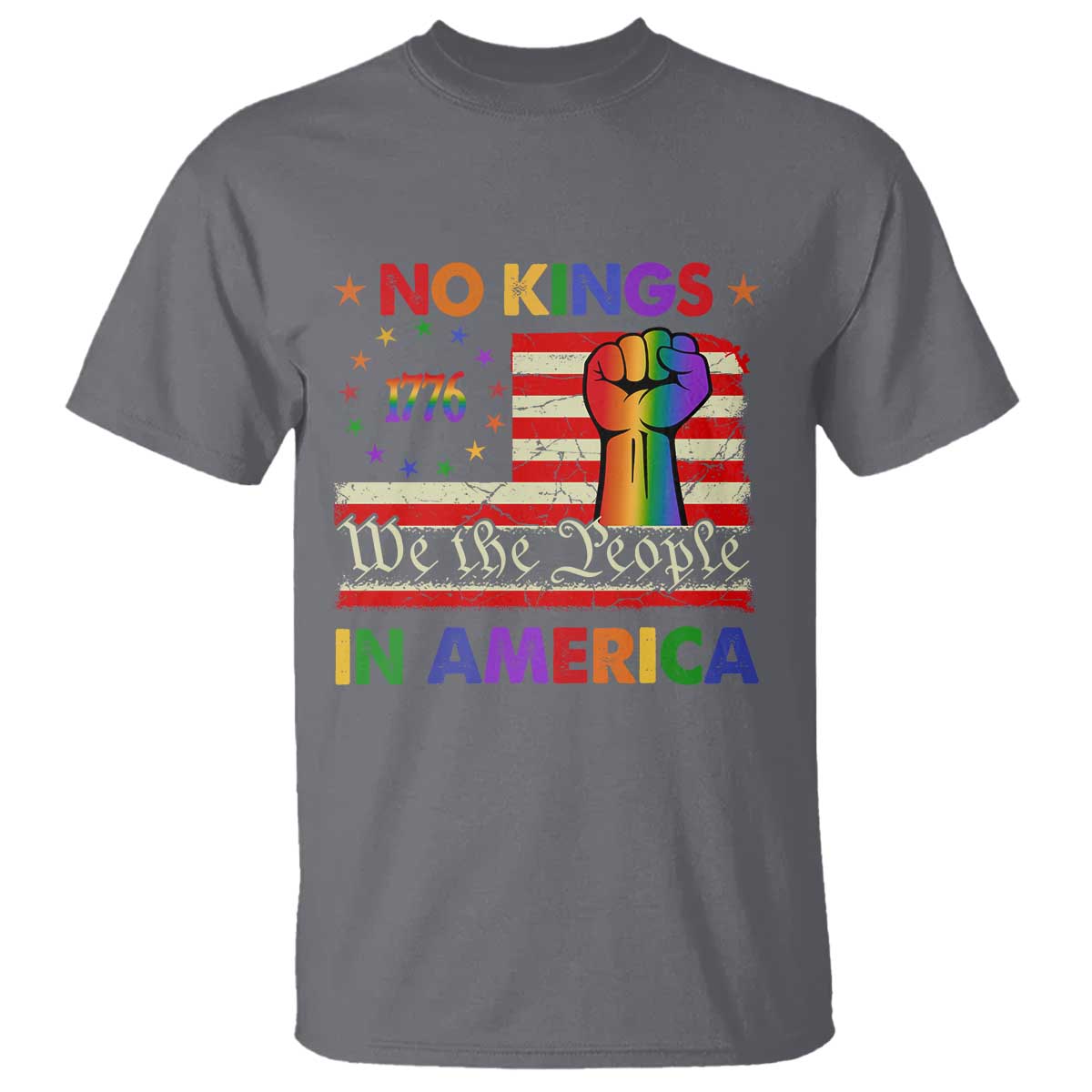 No Kings In America Rainbow Flag T Shirt - Wonder Print Shop