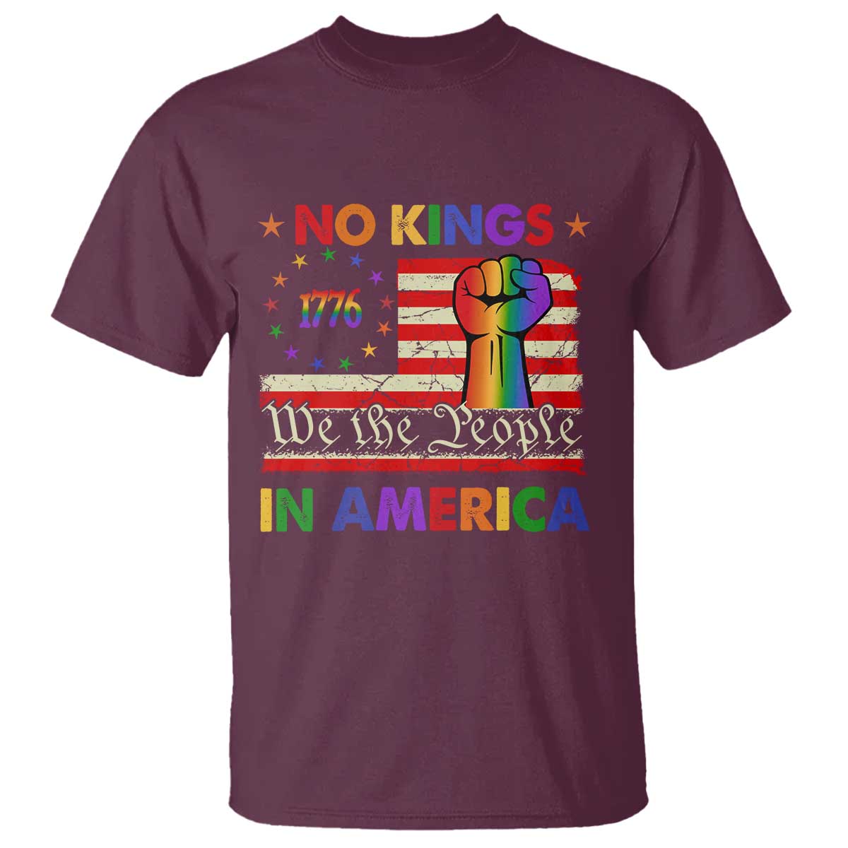 No Kings In America Rainbow Flag T Shirt - Wonder Print Shop