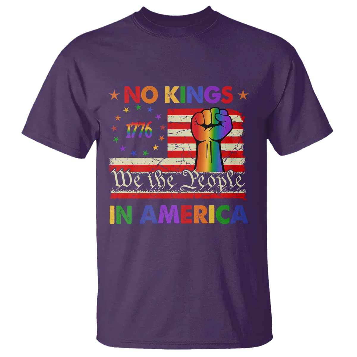 No Kings In America Rainbow Flag T Shirt - Wonder Print Shop