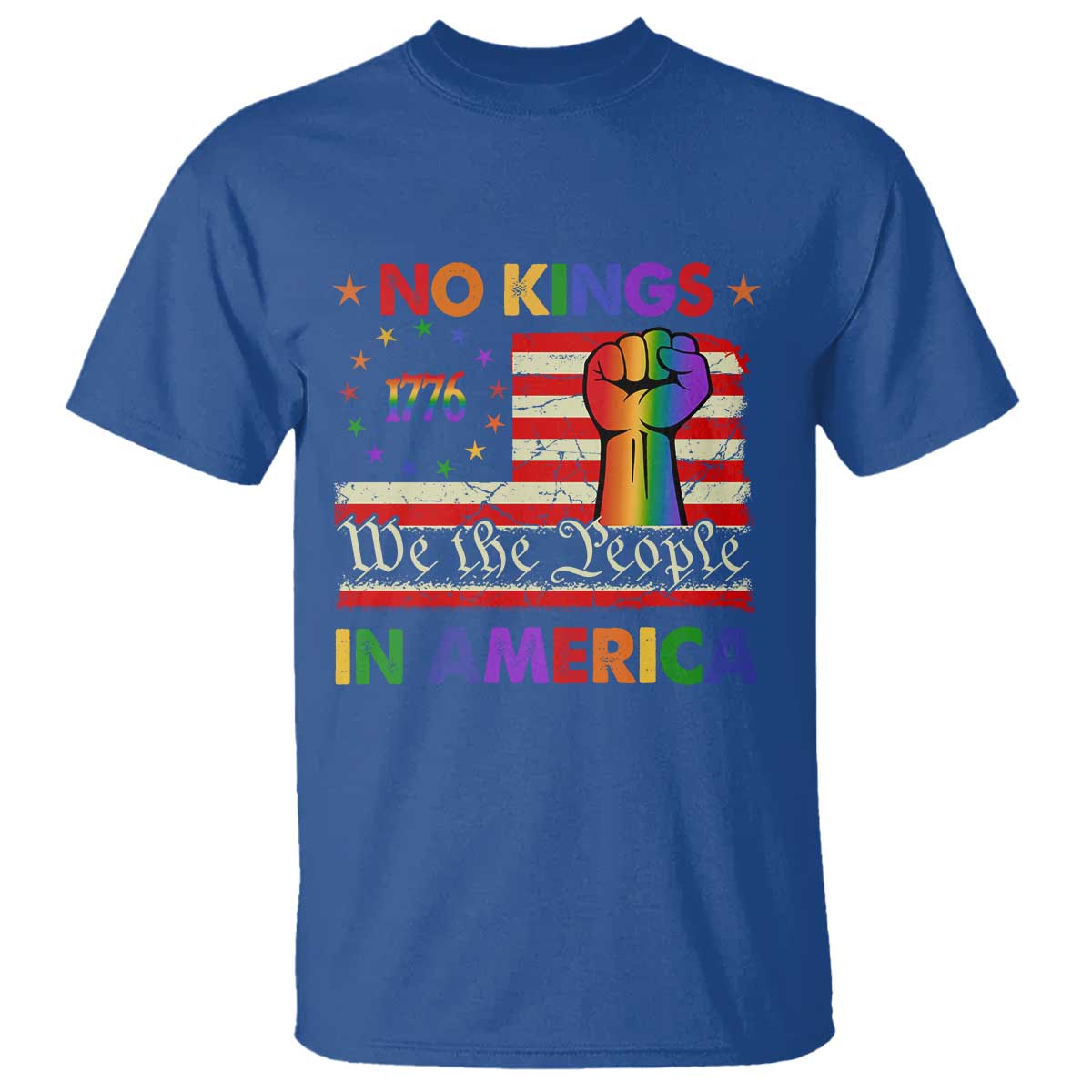 No Kings In America Rainbow Flag T Shirt - Wonder Print Shop