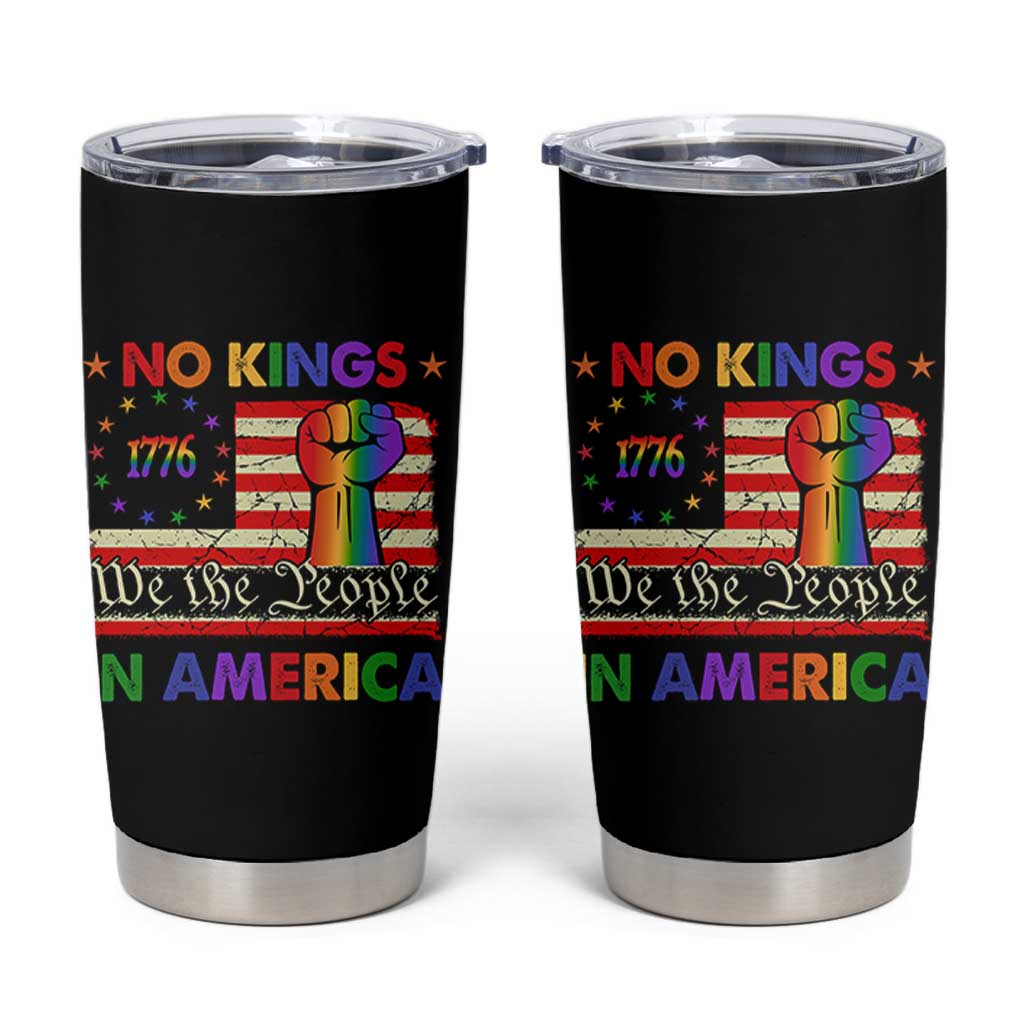 No Kings In America Rainbow Flag Tumbler Cup - Wonder Print Shop