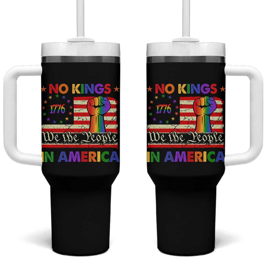 No Kings In America Rainbow Flag Tumbler With Handle - Wonder Print Shop
