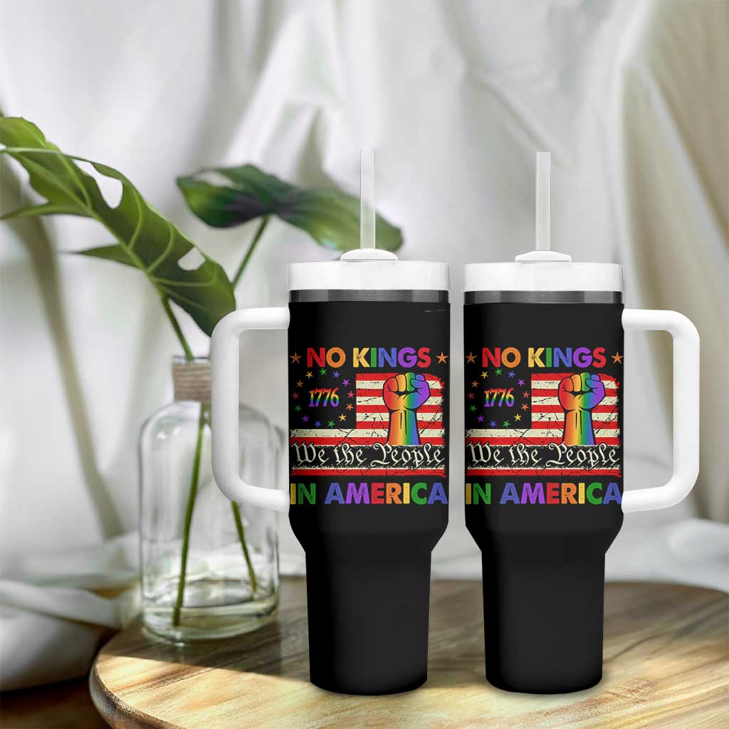 No Kings In America Rainbow Flag Tumbler With Handle - Wonder Print Shop