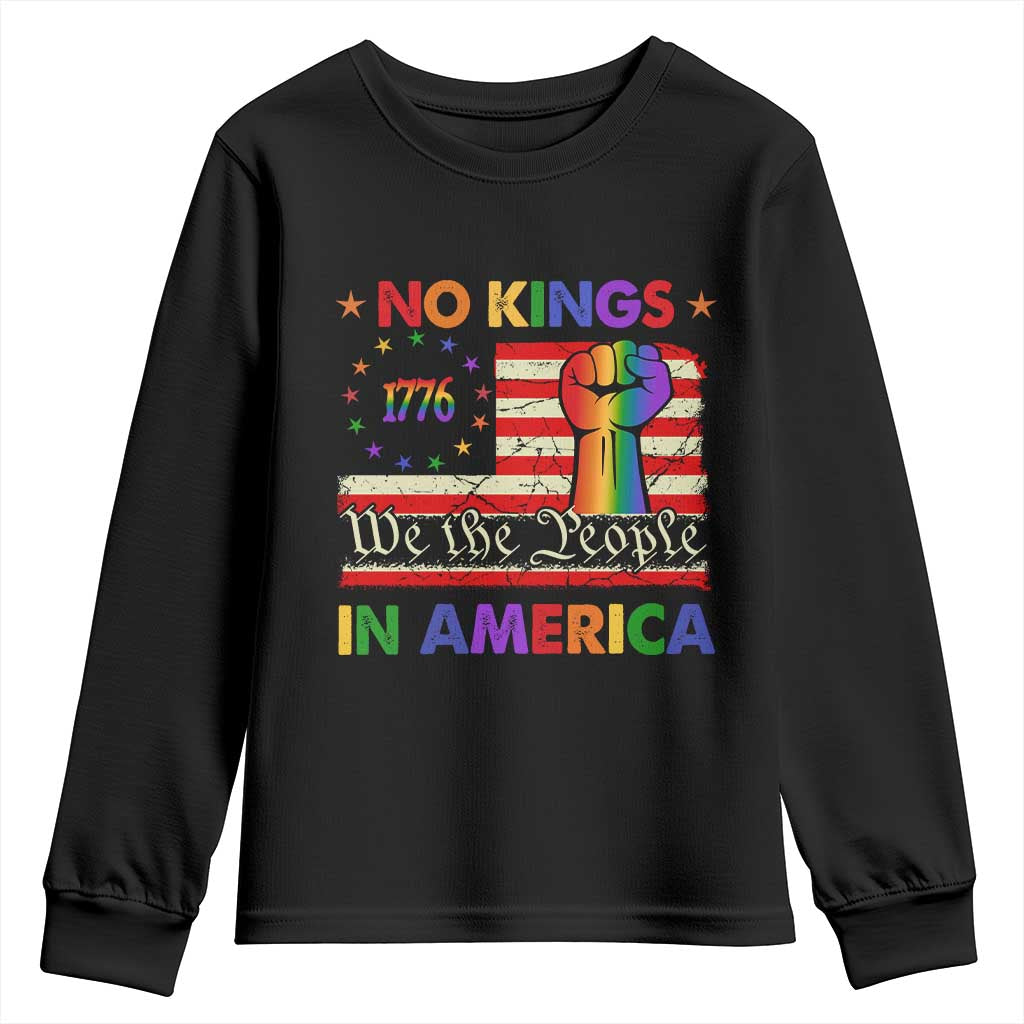 No Kings In America Rainbow Flag Youth Sweatshirt - Wonder Print Shop