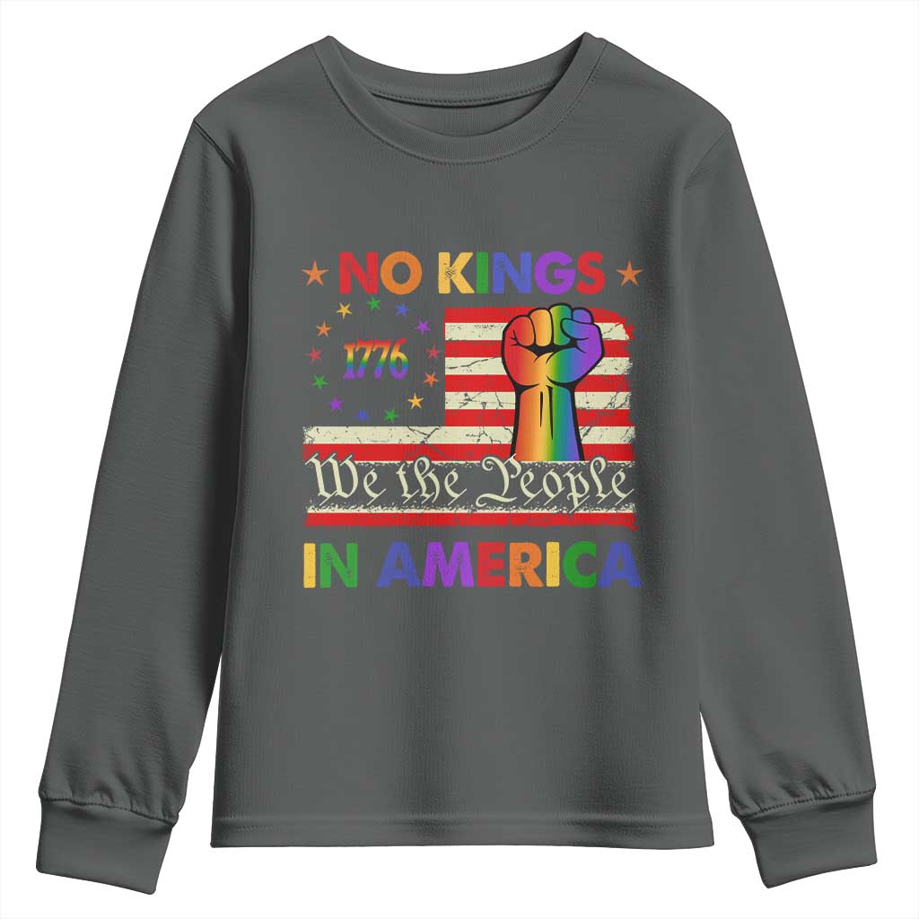 No Kings In America Rainbow Flag Youth Sweatshirt - Wonder Print Shop