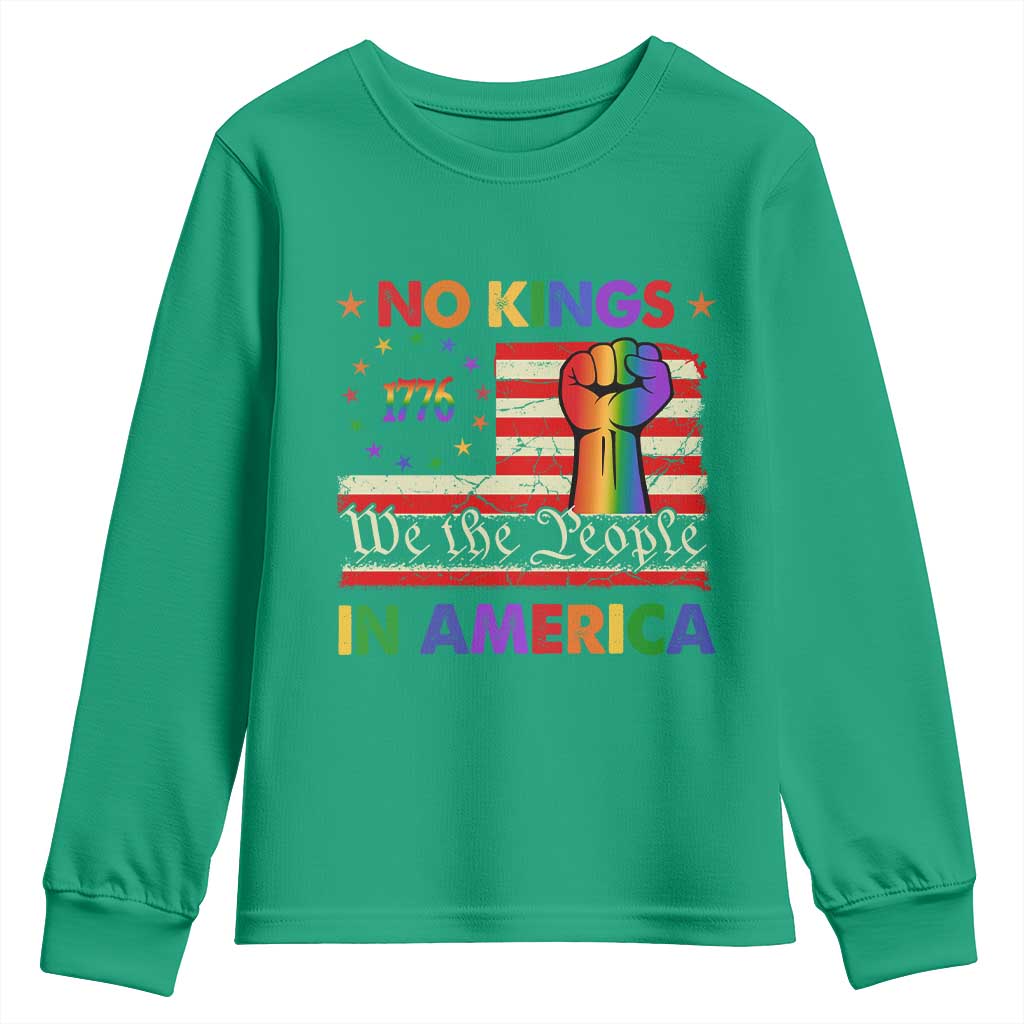 No Kings In America Rainbow Flag Youth Sweatshirt - Wonder Print Shop