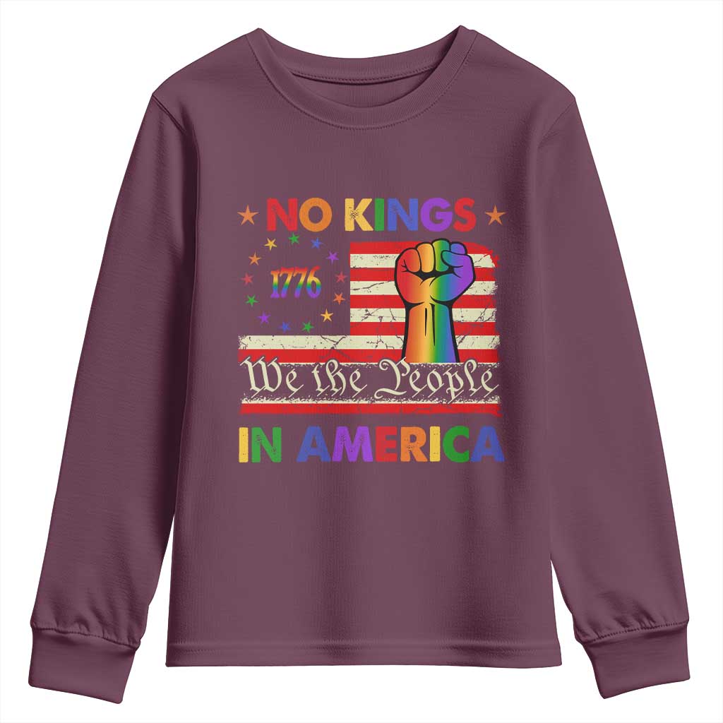 No Kings In America Rainbow Flag Youth Sweatshirt - Wonder Print Shop