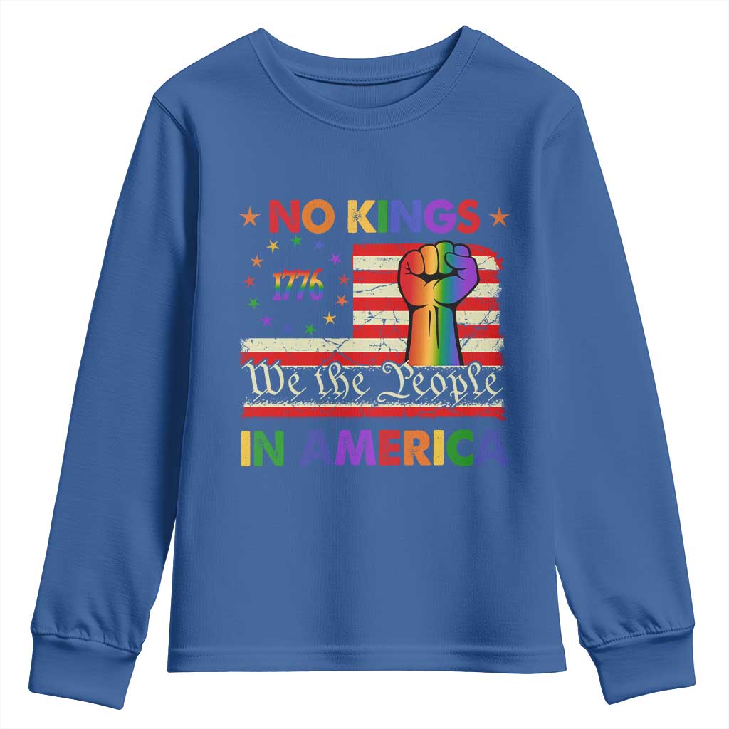 No Kings In America Rainbow Flag Youth Sweatshirt - Wonder Print Shop