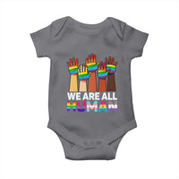We Are All Human Rainbow Hands Baby Onesie LGBTQ+ Unity Equality Pride Month - Wonder Print Shop