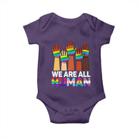 We Are All Human Rainbow Hands Baby Onesie LGBTQ+ Unity Equality Pride Month - Wonder Print Shop