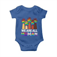 We Are All Human Rainbow Hands Baby Onesie LGBTQ+ Unity Equality Pride Month - Wonder Print Shop