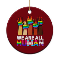 We Are All Human Rainbow Hands Ceramic Ornament LGBTQ+ Unity Equality Pride Month - Wonder Print Shop