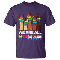 We Are All Human Rainbow Hands T Shirt LGBTQ+ Unity Equality Pride Month - Wonder Print Shop