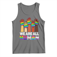 We Are All Human Rainbow Hands Tank Top LGBTQ+ Unity Equality Pride Month - Wonder Print Shop