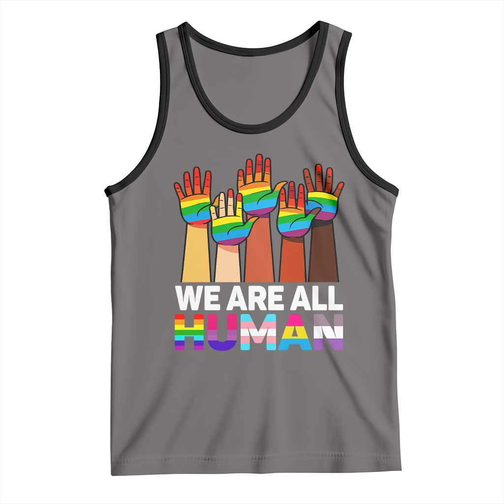 We Are All Human Rainbow Hands Tank Top LGBTQ+ Unity Equality Pride Month - Wonder Print Shop