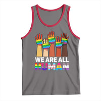 We Are All Human Rainbow Hands Tank Top LGBTQ+ Unity Equality Pride Month - Wonder Print Shop