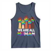 We Are All Human Rainbow Hands Tank Top LGBTQ+ Unity Equality Pride Month - Wonder Print Shop