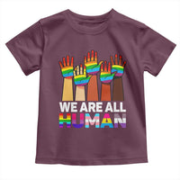We Are All Human Rainbow Hands Toddler T Shirt LGBTQ+ Unity Equality Pride Month - Wonder Print Shop