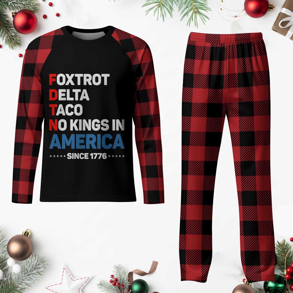 No Kings in America Since 1776 Plaid Pajama Set Foxtrot Delta Taco Funny Patriotic Military Alphabet - Wonder Print Shop