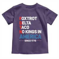 No Kings in America Since 1776 Toddler T Shirt Foxtrot Delta Taco Funny Patriotic Military Alphabet - Wonder Print Shop