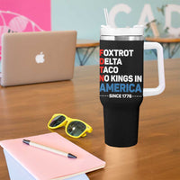 No Kings in America Since 1776 Tumbler With Handle Foxtrot Delta Taco Funny Patriotic Military Alphabet - Wonder Print Shop