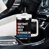 No Kings in America Since 1776 Tumbler With Handle Foxtrot Delta Taco Funny Patriotic Military Alphabet - Wonder Print Shop