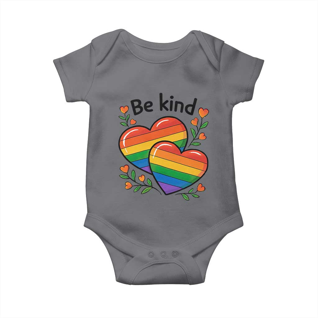 Be Kind Rainbow Heart Baby Onesie Spread Kindness LGBTQ Love Pride Month - Wonder Print Shop