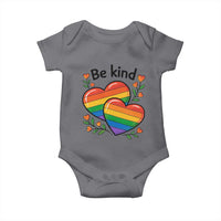Be Kind Rainbow Heart Baby Onesie Spread Kindness LGBTQ Love Pride Month - Wonder Print Shop